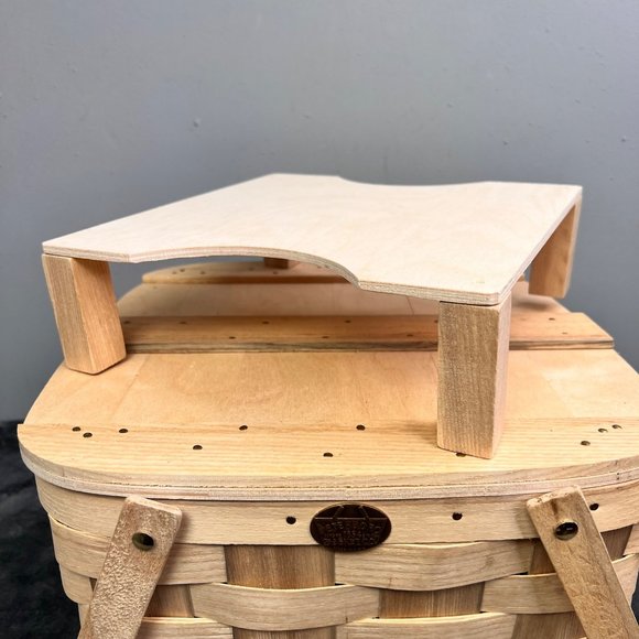 Peterboro Picnic Basket Natural Wood Riser Inside Woven Double Handles Logo - Picture 8 of 11